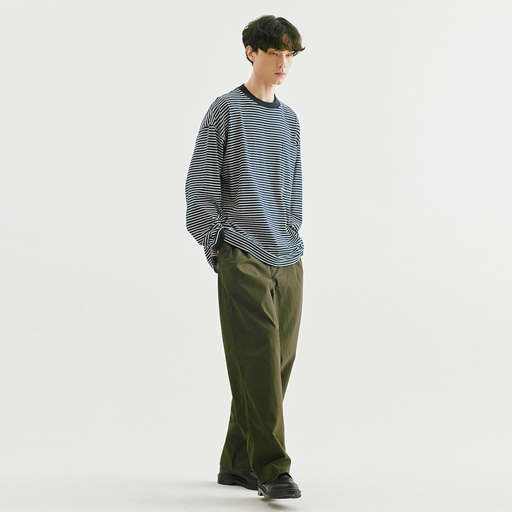 Wide Tapered Chino Pants (Deep Olive)